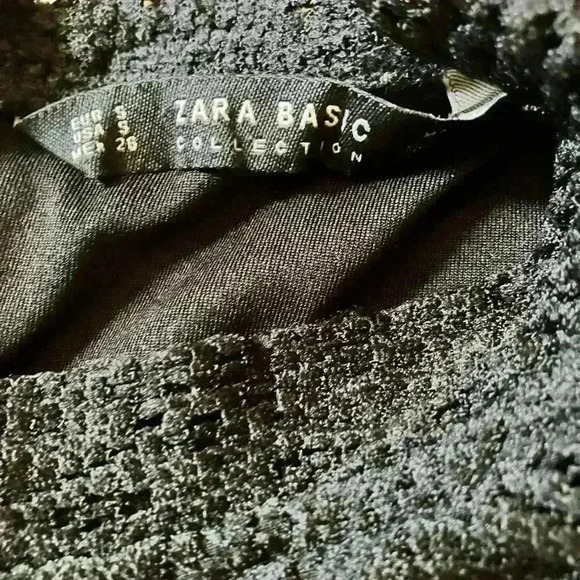 Zara Black Mini Dress with mandarin collar and Lace Overlay - Picture 9 of 9